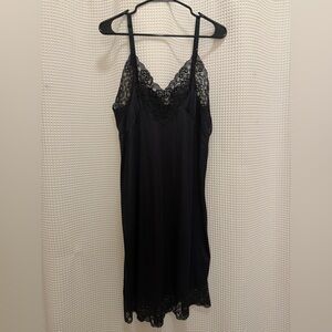 Vintage Black Lace Slip Nightgown - size 38